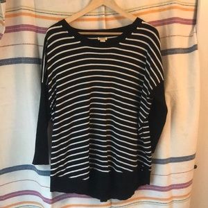 Drop shoulder stripe sweater